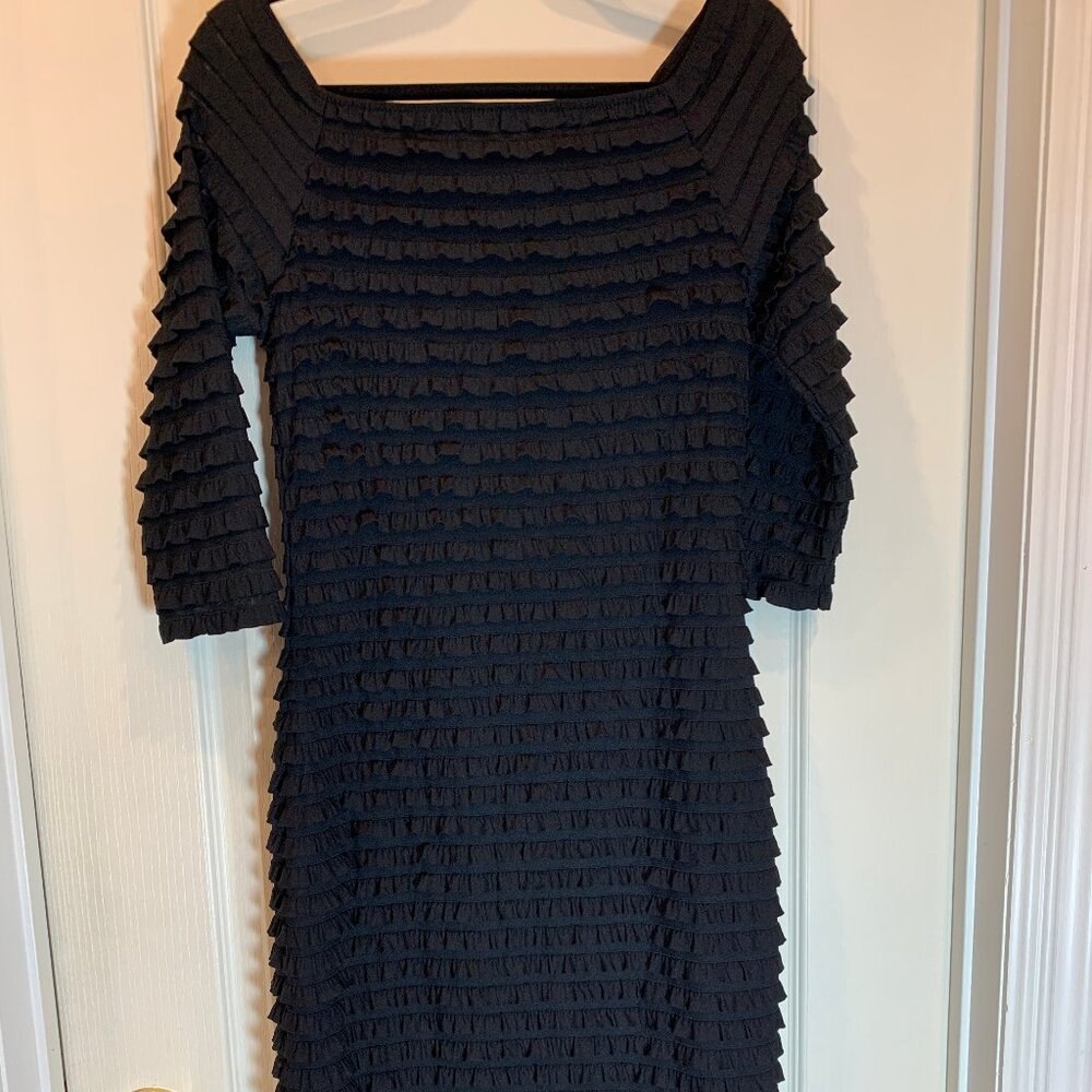 Frank Lyman Design Black Tiered Dress – Size 8 / Medium, Elegant & Textured